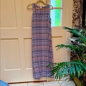 JJill 100% linen Plaid Sleeveless Maxi Dress